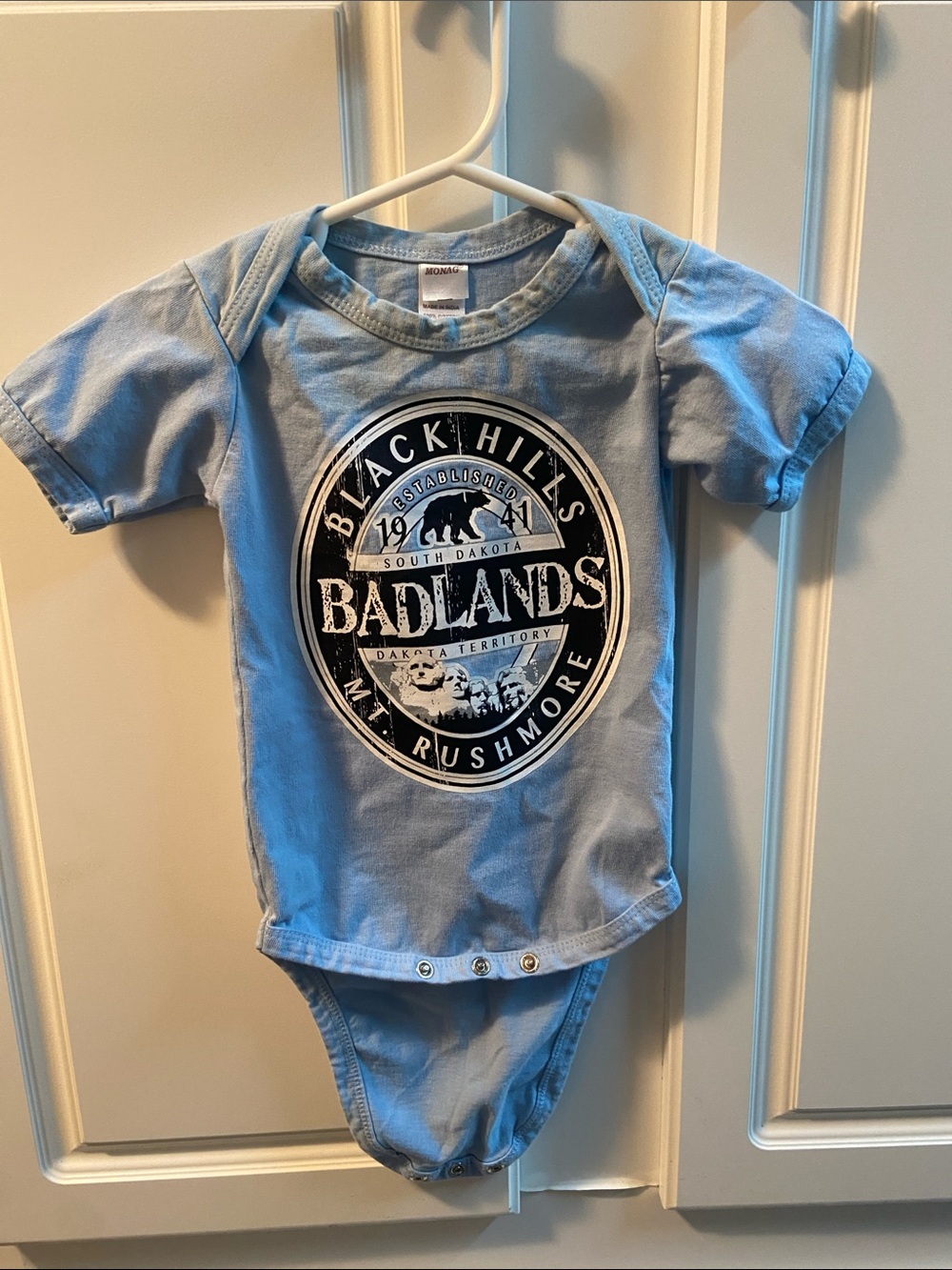 Badlands Graphic Baby Bodysuit in Light Blue